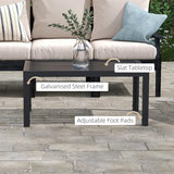 Outsunny Patio Coffee Table, Rectangle Outdoor Side Table with Steel Frame and Slat Tabletop for Garden, Balcony - Photo 4