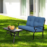 RELAX4LIFE Patio Loveseat with Coffee Table - 2-Piece Patio Conversation Sofa Set w/Backrest & Cushions - Photo 2