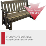 Amish Casual Heavy Duty 800 Lb Mission Pressure Treated Porch Glider (5 Foot, Dark Walnut Stain) - Photo 5