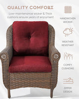 Patio Wicker Chairs Outdoor Furniture Chair - Set of 2 Outside All Weather Lawn Dining Brown Rattan Armchair with High - Photo 4