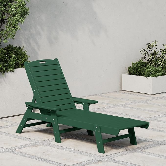 WestinTrends Malibu Poly Reclining Chaise Lounge Dark Green - Photo 9