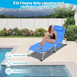 3-in-1 Heavy Duty Tanning Chair with Face Hole Adjustable 5-Position Folding Chaise Lounge Chairs Outside Portable Lay - Photo 5