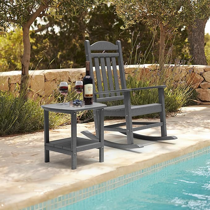 TORVA Patio Adirondack Side Table, Outdoor End Tables All-Weather Resistant HDPE Humidity-Proof Long Time Use for Deck - Photo 5