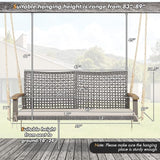 RELAX4LIFE 2-Seater Outdoor Porch Swing - Patio PE Rattan Hanging Swing Bench with Seat Cushion and Strong Hanging Ropes - Photo 5