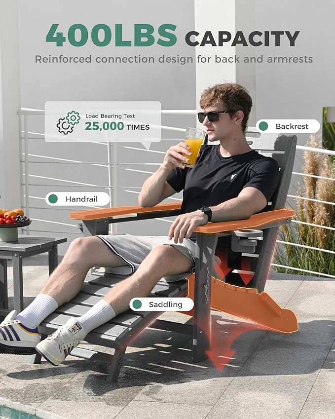 Folding Adirondack Chair with Retractable Ottoman - Photo 7