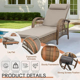 HOMEDIARY Outdoor Wicker Lounge Chair with Cushion, 6-Position Adjustable Patio Chaise Lounge - Photo 3