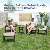 Gotland 5 Piece Patio Set, Aluminum Outdoor Swivel Chairs Set of 2 with 2 Ottoman 5.1’’ High-Resilience Seat Cushions - Photo 4