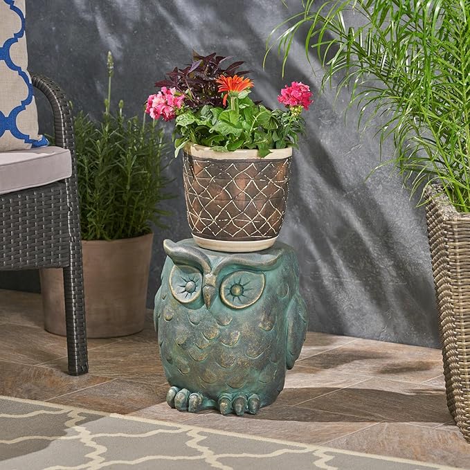 OWL Garden Stool, Plant Stool or OWL Table for Garden, Front Porch, Patio, Outside, Indoor, Lightweight Concrete - Photo 2