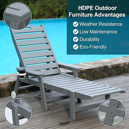 Outdoor Chaise Lounge Chair with Adjustable Backrest and Heavy-Duty Support for Ultimate Relaxation