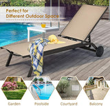 Tangkula Outdoor Aluminum Chaise Lounge, Patio Lounge Recliner Chair w/6 Adjustable Backrest - Photo 6