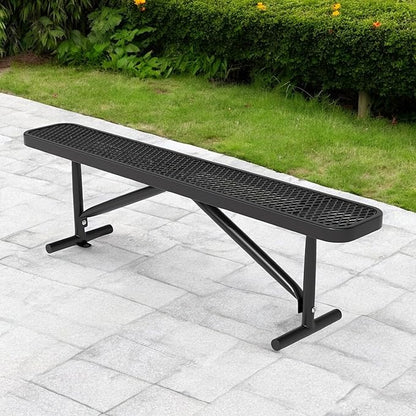 Park Benches for Outside, 6 ft Steel Outdoor Garden Bench Porch Chair Furniture Patio Seating, Commercial Expanded Metal Mesh Bench for Shopping Malls, Lawn, Backyard, Park, Deck, Street, School