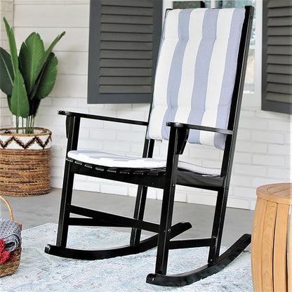 Cambridge Casual Bentley Solid Wood Porch Rocking Chair with Seat Pad, Black