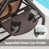 HOMREST 3 Seat Outdoor Porch Swing with Adjustable Canopy, Convertible Patio Swing Bed with Stand - Photo 7