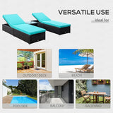 Outsunny Chaise Lounge Chair Set of 2 with 5 Angle Backrest, Outdoor Coffee Table, Water Repellent Cushions - Photo 6
