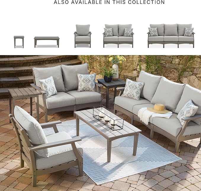 Signature Design by Ashley Visola Outdoor Patio Sofa with All-Weather Cushion and 2 Throw Pillows - Photo 5