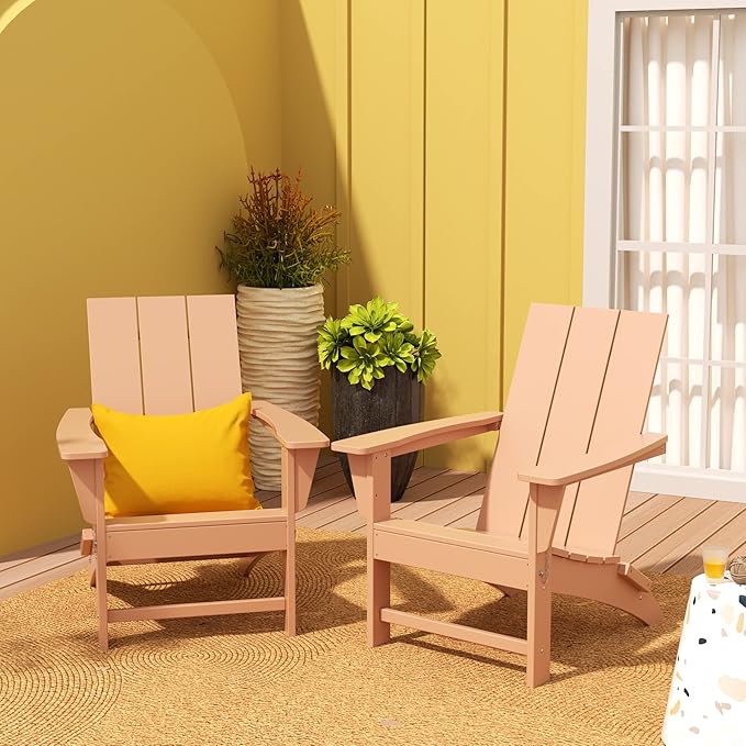 WestinTrends Ashore Modern Outdoor Folding Adirondack Chair (Set of 2), Teak