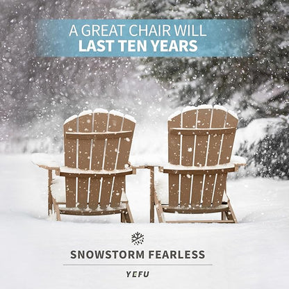 YEFU 3-Piece Adirondack Chair and Table Set: Outdoor Lounge Furniture Set - Outdoor Chair Plastic Weather Resistant with Wide Armrests for Patio Lawn Pool Porch Garden(Teak