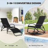 Giantex 2-in-1 Outdoor Rocking Chairs of 2, Convertible Lounge Chair with 4-Position Adjustable Backrest - Photo 5