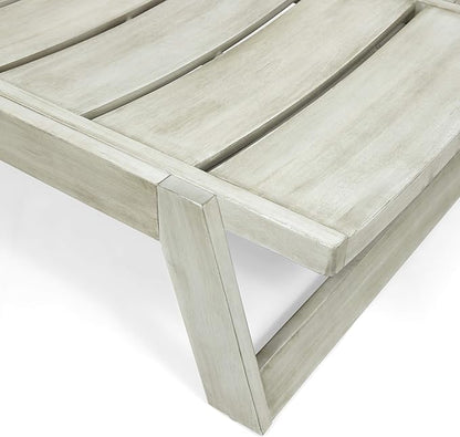 Great Deal Furniture Lillian Outdoor Wood and Iron Chaise Lounge, Light Gray and Gray, (309811)