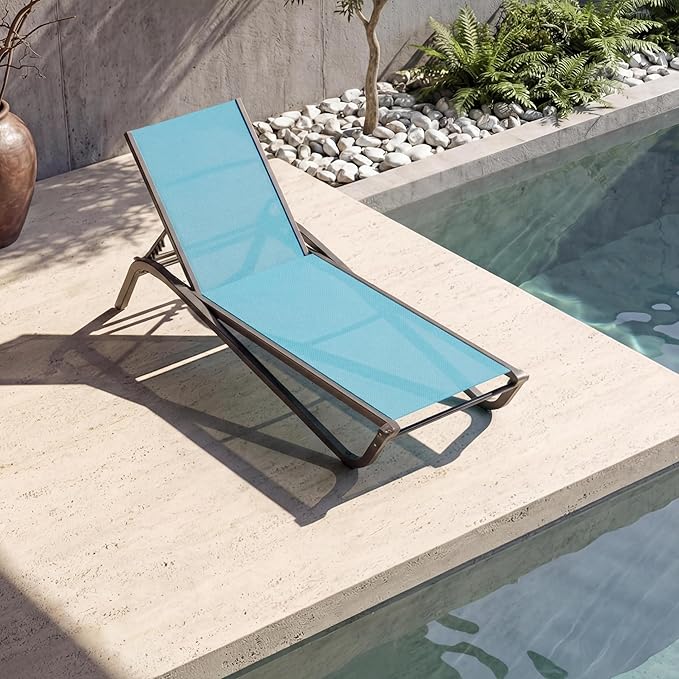 Lounge Chair Outdoor, Aluminum Chaise Lounge Outdoor, Lightweight Lounge Chairs for Outside with 5 Adjustable Backrest - Photo 1