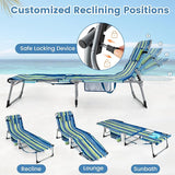 Goplus Tanning Chair with Face Arm Holes, Portable Sunbathing Chair w/4-Level Backrest, Head Pillow - Photo 7
