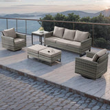 Rilyson Wicker Outdoor Patio Furniture Set - 5 Piece Patio Conversation Set with 2 Swivel Rocker Chairs - Photo 6