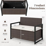 RELAX4LIFE Wicker Outdoor Bench with Storage - Rattan Deck Box w/Protective Liner for Pillows, Pool Supplies - Photo 3