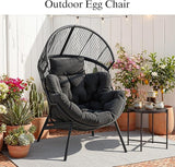 ONBRILL Egg Chair for Outdoor & Indoor, Patio Wicker Chair with Thick Cushion, Oversized Rattan Chairs for Balcony - Photo 6