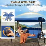 3 in 1 Outdoor Porch Swing with Adjustable Canopy, 3 Seat Outdoor Swing for Adults - Photo 3