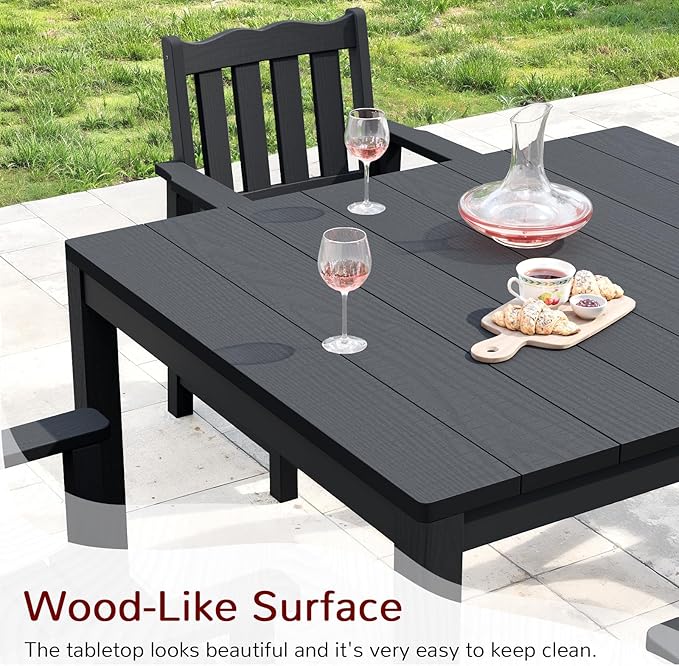 Stoog All-Weather Patio Dining Table for 4, Outdoor HIPS Dining Table with Aluminum Frame, Waterproof Patio Table - Photo 4