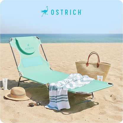Ostrich the Ladies Comfort Lounger with Chest Support, Foldable and Portable Reclining Outdoor Patio Beach Lawn Camping Pool Tanning Chair, Teal