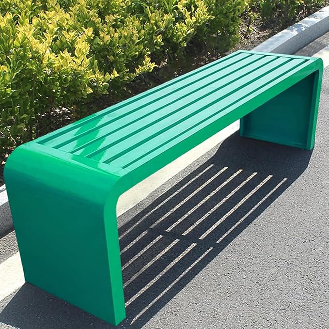 Indoor Outdoor Backless Bench,Stainless Steel Garden Patio Porch Bench, Art Deco Alloy Picnic Bench,Modern Multicolor Park Bench, Waterproof Metal Garden Bench,Steel Frame Outdoor Bench (Green)