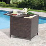 Verano Garden Outdoor Wicker Side Table Set of 2, Small Storage Rattan Wicker End Table - Photo 2