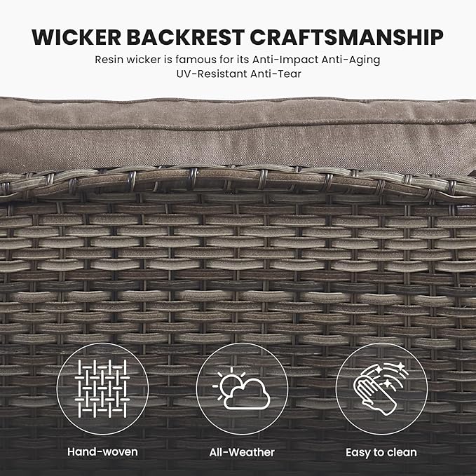 Belord Patio Wicker Furniture 4 Pieces Outdoor Furniture Set Patio Sofa Set with Wicker Chairs and Coffee Table - Photo 6