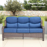 Swivel Patio Chairs sofa Set of 6 - 6" Thick Cushion - Wicker Outdoor Swivel Rocker Patio Chair, Sofa/Glass coffee table - Photo 5