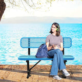 Thermoplastic Coated Iron Park Bench for Outside, Heavy Duty Metal Garden Bench - Photo 2