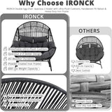 IRONCK Double Egg Chair Outdoor, 2 Person Wicker Lounge Chair, Oversized Thickened Padded Cushions and Headrests - Photo 6
