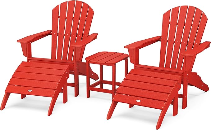 POLYWOOD South Beach 5-Piece Adirondack Chair Set with Side Table & Ottomans