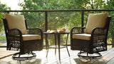 GAOMON 3 Piece Outdoor Patio Set, Wicker Rocking Bistro Set with 2 Swivel Chairs & Tempered Glass Top Table - Photo 9