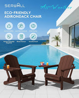 SERWALL Folding Adirondack Chair Set of 2, HIPS Adirondack Chairs with 4 in 1 Cup Holder - Photo 8