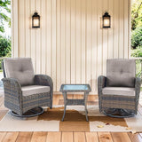 3 Pieces Patio Bistro Set Outdoor Swivel Rocker Patio Chairs with Side Table Patio Furniture for Deck Porch Garden - Photo 7