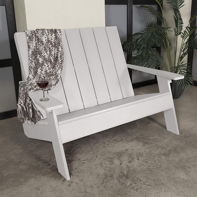Highwood Italica Modern Outdoor Adirondack Loveseat, Adult, White