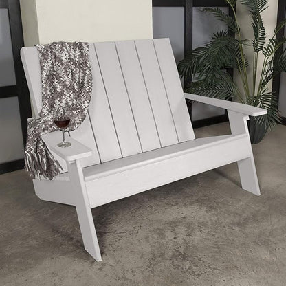 Highwood Italica Modern Outdoor Adirondack Loveseat, Adult, White
