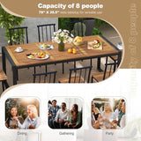 Tangkula 79 Inches Acacia Wood Outdoor Dining Table for 8, Large Rectangular Patio Table with 1.9" Umbrella Hole - Photo 7