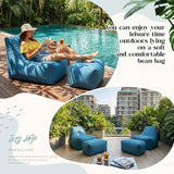 Outdoor Bean Bag Chair with Ottoman, Large Patio Lounge Chair for Adults, Thick Filled Lounger for Pool, Deck - Photo 6