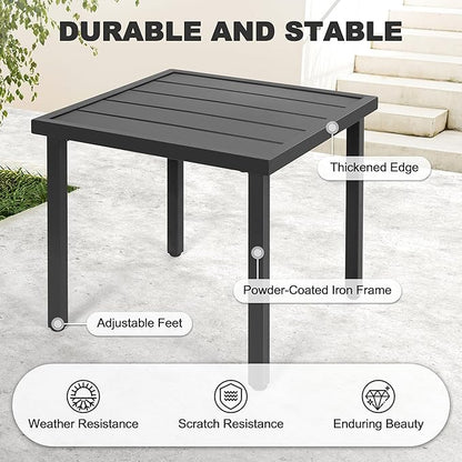 NUU GARDEN Outdoor Chaise Lounge Set of 3, Textilene Patio Chaise Lounges with 5-Level Adjustable Backrest, Outdoor Chaise Lounge Chairs, Sunbathing Loungers, Side Table Included, Black and Brown