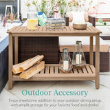 Best Choice Products 48in 2-Shelf Eucalyptus Wooden Console Table Indoor Outdoor Multifunctional Buffet Bar Storage - Photo 3