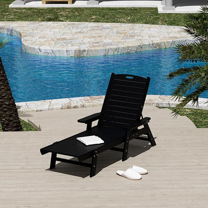 WestinTrends Malibu Poly Reclining Chaise Lounge Black