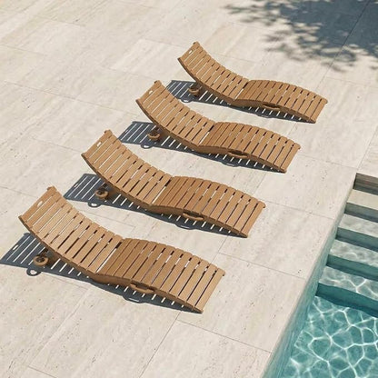in-Pool Lounge Chairs Set of 2, Folding HDPE Pool Chairs Anti-Floating No Sandbags with Cup Holder & Handles, Outdoor Chaise Lounge for Poolside, Patio & Sun Deck(Teak)