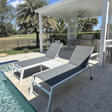 PURPLE LEAF Outdoor Chaise Lounge Set Adjustable Sunbathing Recliner with Side Table for Poolside Beach Outside Patio - Photo 1